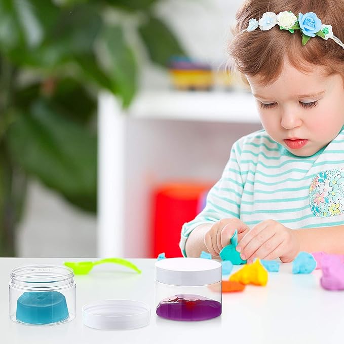 Patelai 4 Pieces Round Wide-mouth Leak Proof Plastic Container Jars with Lids for Travel Storage Makeup Beauty Products Face Creams Oils Salves Ointments DIY Making(6 Ounce,White)