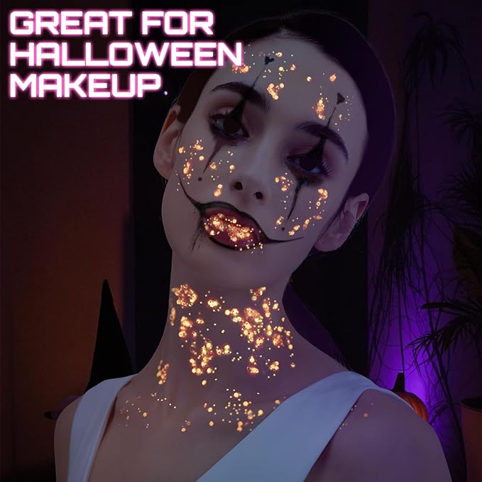 Teenitor Pink Glitter Glow in The Dark Glitter Gel, Pink Face Glitter Gel, Body Glitter Hair Glitter for UV Black Light Glow Party Raves Concerts