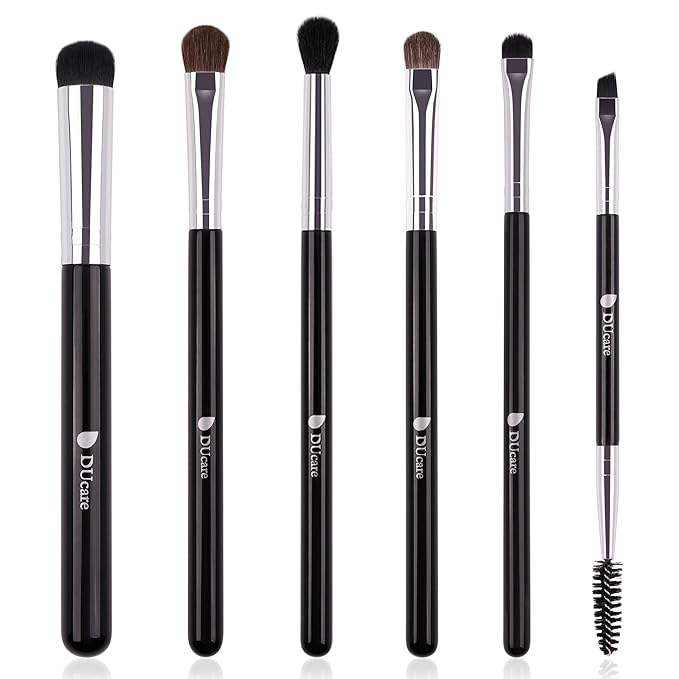 DUcare Eye Makeup Brush Set, 6 Pcs Professional Eyeshadow Blending Makeup Brushes for Concealer Eyebrows Eyeliner, Soft Hairs & Wood Handle