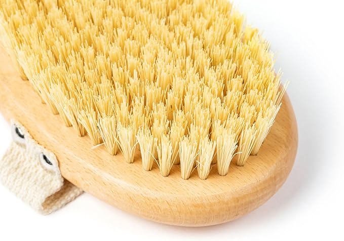 Body Brush, Natural Bristle Exfoliator for Smooth, Radiant Skin, Lymphatic Drainage, and Skin Toning Brush for Shower or Dry Brushing