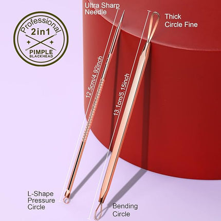 Teenitor Pimple Popper Tool, Blackhead Remover Tools, Comedone Extractor Tool Acne Tools, Pimple Extractor Tool, Blackhead Extractor Tool, Black Head Remover for Face Tool Rose Gold
