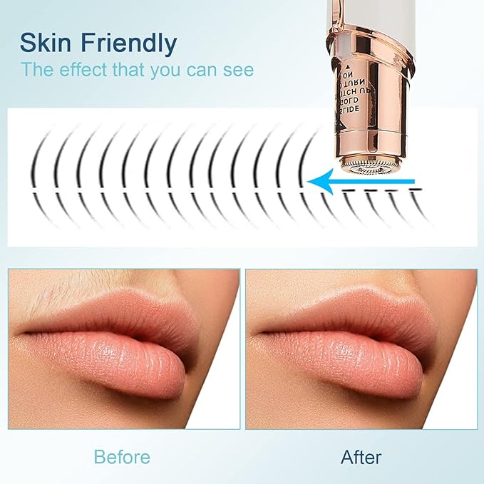 Facial Hair Removal for Women, Ladies Face Shaver for Upper Lip Chin and Peach Fuzz with USB Rechargeable Included 2 pc Replacement Heads