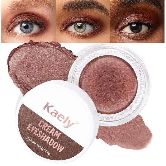 Kaely Single Cream Eyeshadow Pot, Cocoa Shimmer Eye Shadow for Older Women High Pigmented Waterproof, Natural Eyeshadow Palette Makeup Brightener, sombras en crema para ojos, Blendable, 21