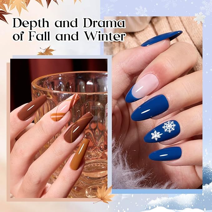 Beetles Gel Nail Polish Seasons Impressions Collection - 25 Colors Uv Gel Nail Kit Brown Burgundy Black White Red Pink Nude Green Purple Blue Glossy Matte Glitter Top Base Coat Gifts for Women