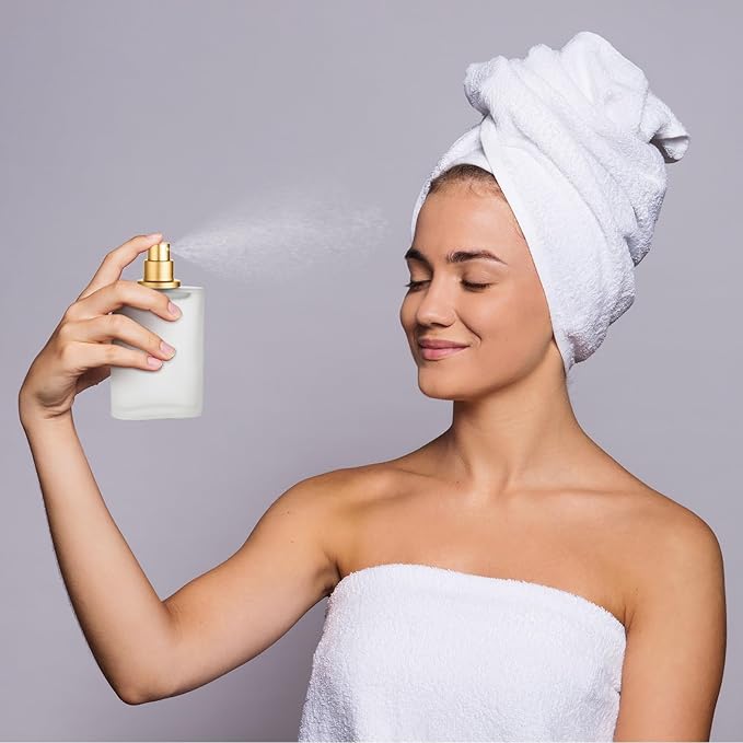 Tessco for you 6 Pcs 1.7 Ounces Perfume Bottles Empty Frosted Glass Spray Bottles 50ml Refillable Atomizer Perfume Dispenser Fine Mist Atomizer Cosmetic Make up Container (Gold)