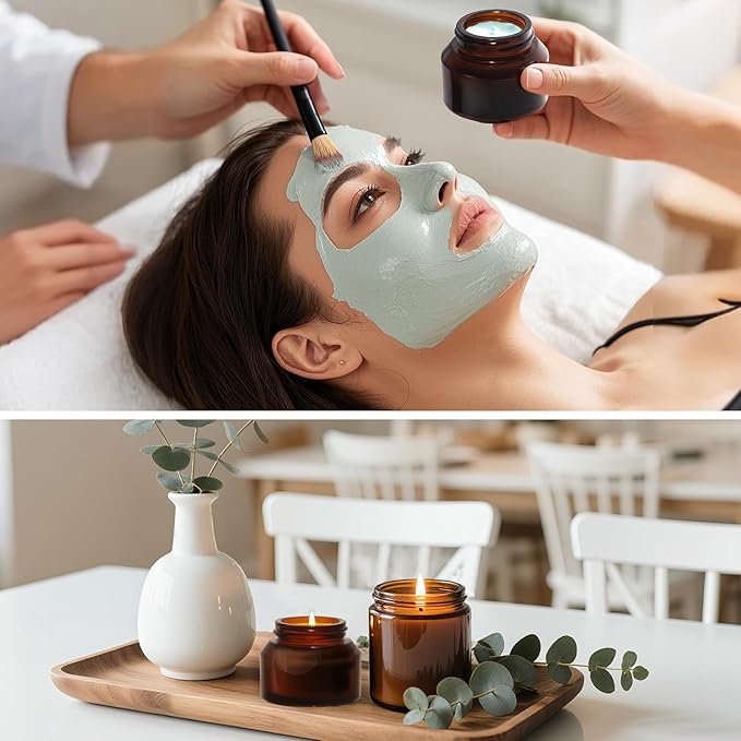 Amber 1.7oz Small Glass Jars with Lids - 24 Pack Leakproof Cosmetic Containers Durable with Inner Liners, Sealable for Creams, Lotions, Essential Oils, Body Butter, Travel Samples