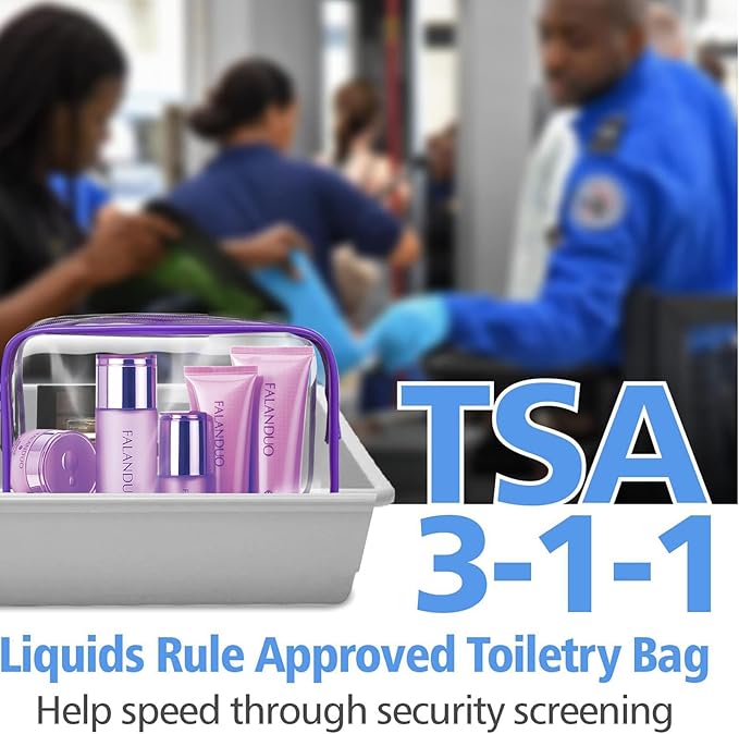 4Pack Clear Makeup Bags Waterproof Organizer Bags with Zipper Transparent Travel Cosmetic Bag TSA Approved Toiletry Bag Pouch Case for Vacation Airport Airline Compliant (Multicolour, Medium)