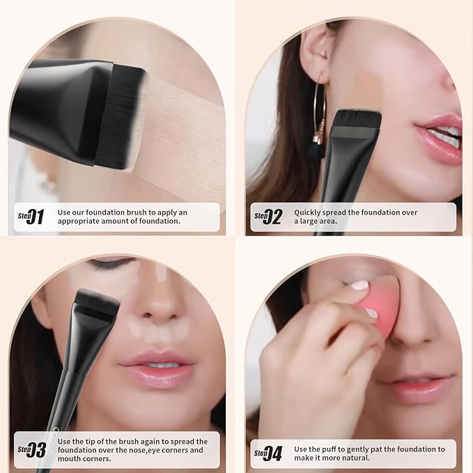 docolor Flat Foundation Brush for Liquid Makeup,Ultra Thin Liquid Foundation Brush Premium Makeup Face Brush for Blending, Cream, Thin Foundation Brush Makeup Tool Face Foundation Flat Brush, Black