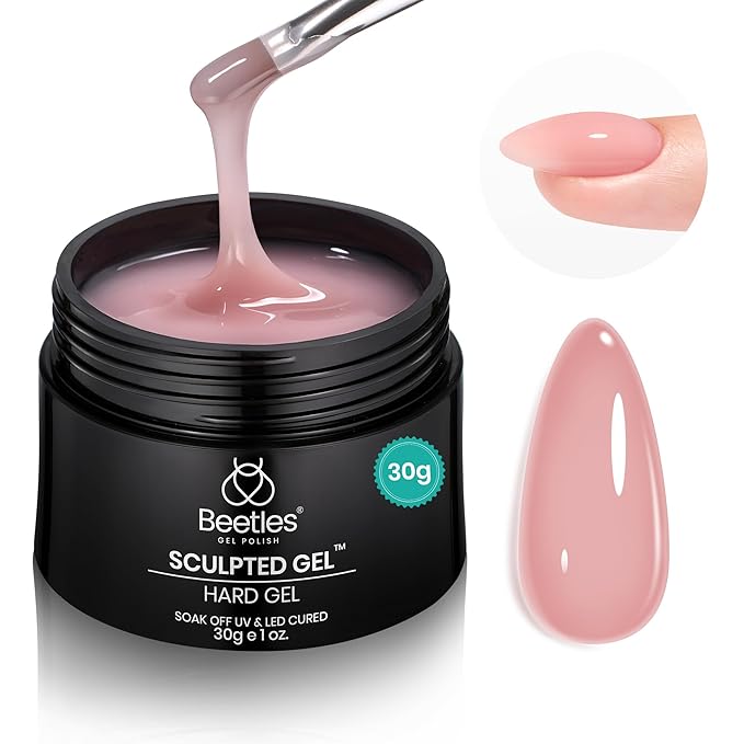 Beetles Hard Gel for Nails-Rose Dusk 1 oz 9 in 1 Nail Extension Sculpting High Hardness for Salon Professionals, Pink Builder Nail Gel, UV & LED Lamp Needed