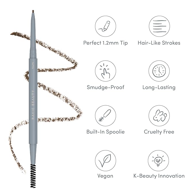 Easy Everyday™ Brow Pencil - Best Eyebrow Pencil for Women, Smudge Proof Hair-Like Strokes, 1.2mm Precision Tip with Spoolie, Vegan (Taupe)