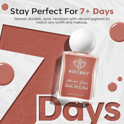 modelones Nude Brown Nail Polish, 15 ml Quick Dry Neutral Nail Lacquer Strengthener Long Last Shine Fingernail Toe Nail Art DIY Home Travel Manicure Gift for Women Girls 0.5 Fl Oz