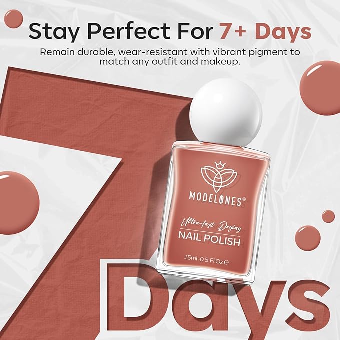 modelones Brown Nail Polish, Neutral Dark Nude 15 ml Quick Dry Nail Lacquer Strengthener Chip Resistant Long Last Shine Fingernail Toe Nail Art DIY Home Travel Manicure Gift for Women Girls 0.5 Fl Oz