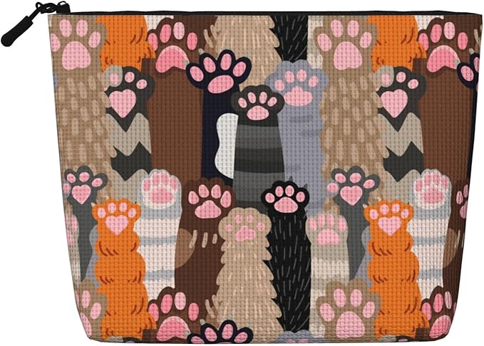 MOLAIGIN Funny Cat Paw Cosmetic Bag For Women, Travel Makeup Bag, Toiletry Zipper Bag, Large Capacity Aesthetic Cases