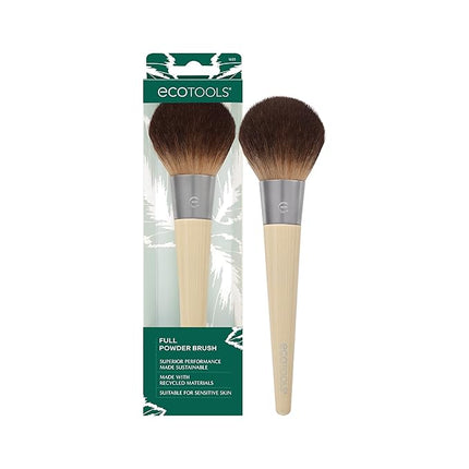 EcoTools Full Powder Brush, Fluffy Makeup Brush For Loose & Pressed Powder, Best For Setting Makeup, Large Brush Head With Soft, Synthetic Bristles, Eco-Friendly & Cruelty-Free, 1 Count