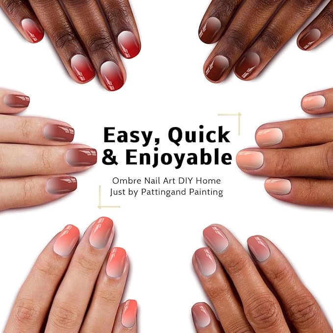 Sponge Pat Paint Nail Gel, 9 Colors Ombre Nails Gradient Gel Nail Blush Blooming Aura Nails Drawing Stripper Floral Painting Nail Art, No Wipe, UV/LED Curing (9 Colors E)