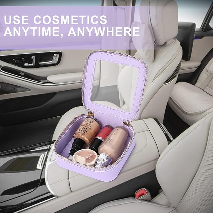Pinkmik Small Makeup Bag Clear Mini Cosmetic Makeup Case & Toiletry Bag with Zipper Women's Purse Organizer & Car Essentials (X/Purple, MINI-1)