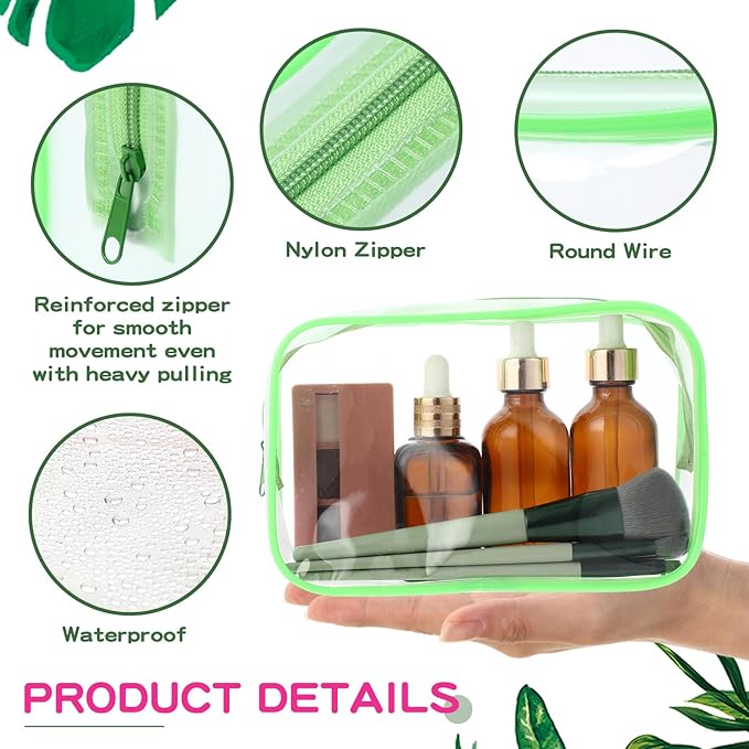 Weewooday 12 Pieces Clear Makeup Bags Cosmetic Storage Bags PVC Zipper Pouches Travel Waterproof Makeup Plastic Case for Women Organizing Toiletries Traveling Bathroom(Medium,Bright Color)