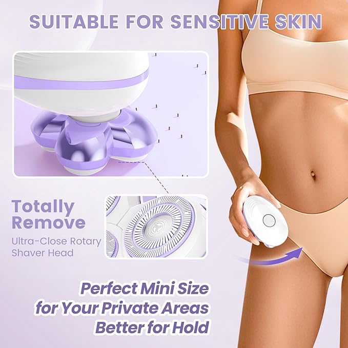 Electric Razors for Women - Upgraded Magnetic Electric Shaver for Women, Cordless Painless Hair Remover for Legs Bikini Face, Lady Trimmer for Sensitive Skin, Detachable and Waterproof, Grape