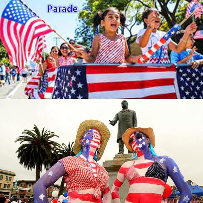 Go Ho Red White and Blue Face Body Paint Stick,Water Based Cream Washable Face Paint Clown Makeup,Easy to Use with Cushion Applicator,Halloween Cosplay SFX Makeup,4th of July Accessories