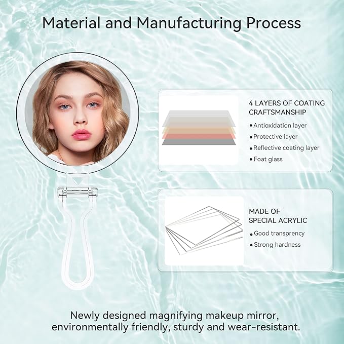 B Beauty Planet 25X Magnifying Mirror, 5-Inch Double-Sided Handheld Mirror with Adjustable Stand, Ideal for Travel and Daily Makeup Application