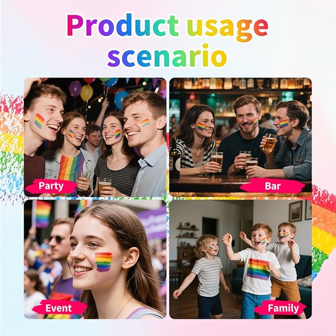 Depvision Rainbow Face Paint 3 pack FOR LGBTQ+ Large Size Pride Face Paint LGBT Pride Flag Color Face Paint Stick Face Paint Makeup Rainbow Body Markers for Events Gay Pride Day Celebrations Party
