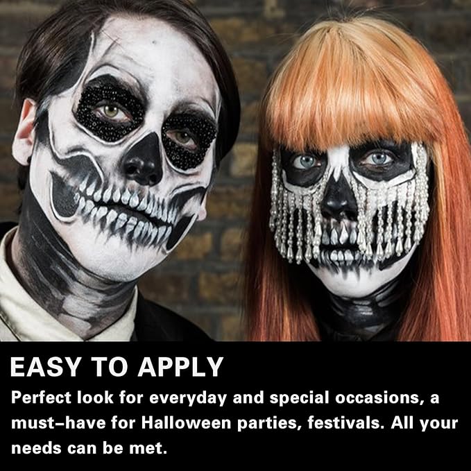 Black White Face Body Paint Professional Oily Based Body Face Paint Foundation Halloween Makeup Palette Kit for Halloween Skeleton Vampire Zombie Goth Stage SFX Special Effects Makeup