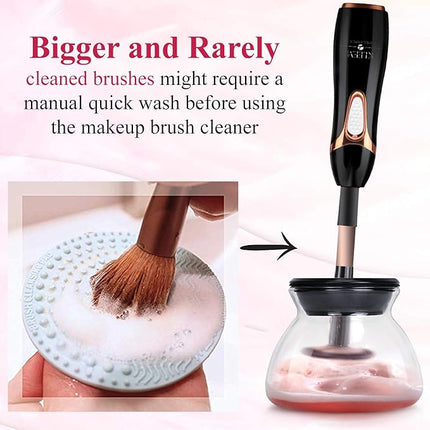 Kleem Electric Makeup Brush Cleaner Machine | Automatic Makeup Brush Washer & Spinning Dryer with Free Cleaner Shampoo | Dual-Fiber Bristles for Eyeshadow & Foundation | Made in USA | Black