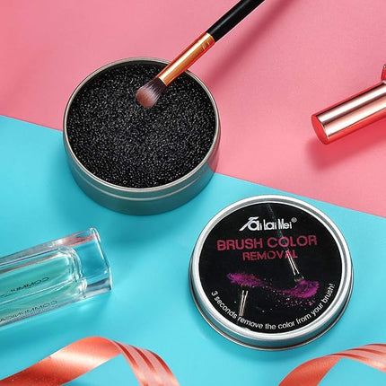 TailaiMei 4 Pack Color Removal Cleaner Sponge, Quickly & Easily Clean Makeup Brushes Without Water or Chemical Solutions Eliminating Drying Time - Switch Eyeshadow Colored Immediately