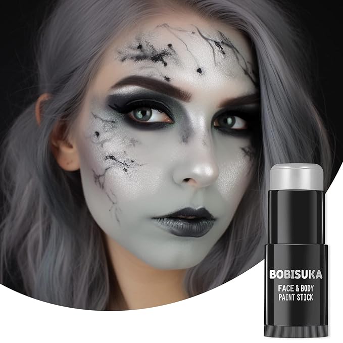 BOBISUKA Light Grey Face Body Paint Stick, Gray Contour Face Paints Sticks, Grayscale Makeup Painting Kit for Halloween Homestuck Raven Cosplay Special Effects Costume SFX Parties Stage