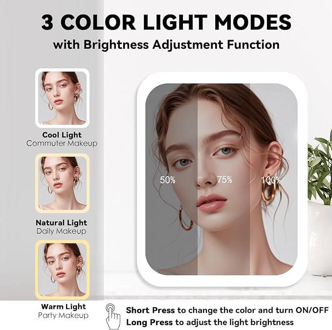 Travel Makeup Bag with LED Mirror and 10x magnifying glass with 3 Lighted Settings, Adjustable Dividers and Makeup Brush Storage Bag Yellow