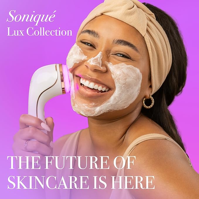reVive Light Therapy LED Technologies | Lux Collection Soniqué Sonic | Facial Cleansing Brush | Red & Blue Light Therapy | Reduces Appearance | Acne & Wrinkles