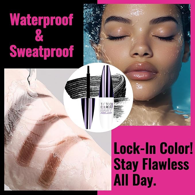 Easy Peel Off Eyebrow Gel, Tattoo Eyebrow Gel Easy Peel Off, Waterproof & Transfer-Proof Lasts Up to 3 Days Brow Color for Women, Create Fuller & Defined Looking Brows At-Home (01# Brown)