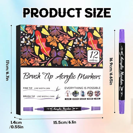 Kalolary 12 Colors Nail Art Pens Set, 3D Nail Polish Pens Double-Ended Acrylic Paint Pen Nail Art Markers Quick-Dry Nail Art Tools for Dotting Drawing Painting DIY Nail Art Beauty Manicure（B）