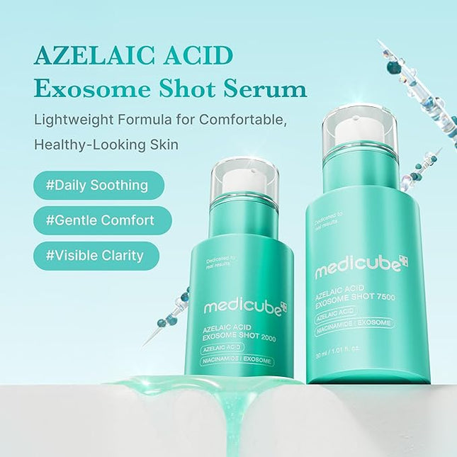 medicube Exosome Shot Azelaic Acid 2,000 PPM Spicule Facial Serum | Calm Redness Due to Dryness | Ideal for Use After Spot Care, Uneven Skin | Azelaic Acid, Niacinamide | Korean Skincare, 1.01 fl.oz