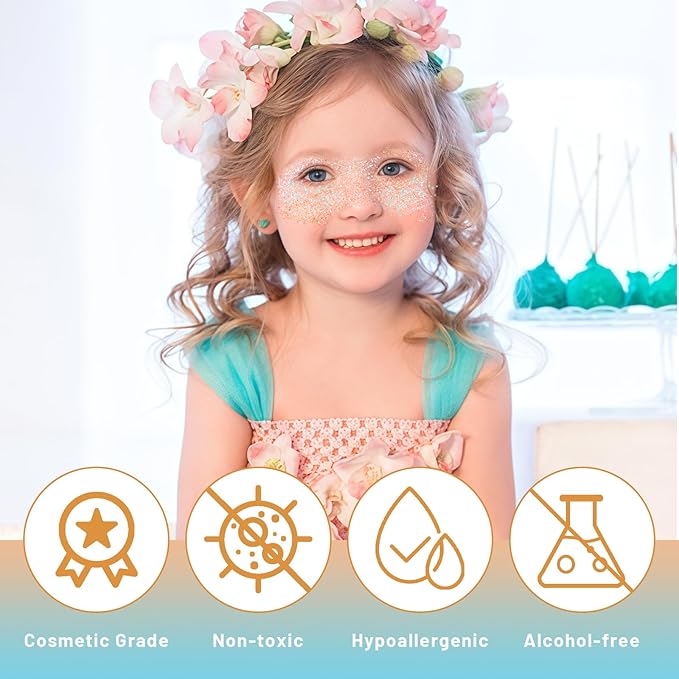 DAGEDA Body Glitter Gel, Roll-on Face Glitter for Mermaid Makeup Festival Rave Accessories, Holographic Hair Glitter Gel,Body Shimmer Halloween Makeup for Rave Party(Fantasy)