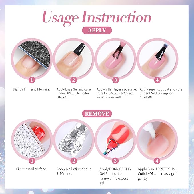 Born Pretty Reflective Glitter Gel Nail Polish, 6 Colors Holographic Gel Polish Long Lasting Sparkly Shiny Nail Polish U V Set for Manicure and Nail Art, DIY at Home, Salon-Quality 7ml