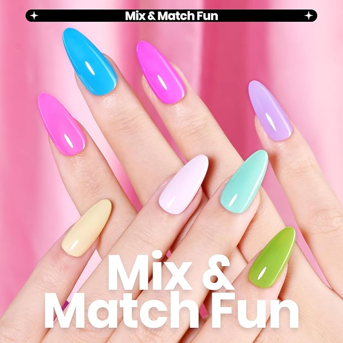 Beetles Nail Polish Set 12 Colors Neon Hot Pink Green Blue Yellow Purple Quick Dry Nail Polish Kit Air Dry Fingernail Pastel Nail Lacquer DIY Travel Home