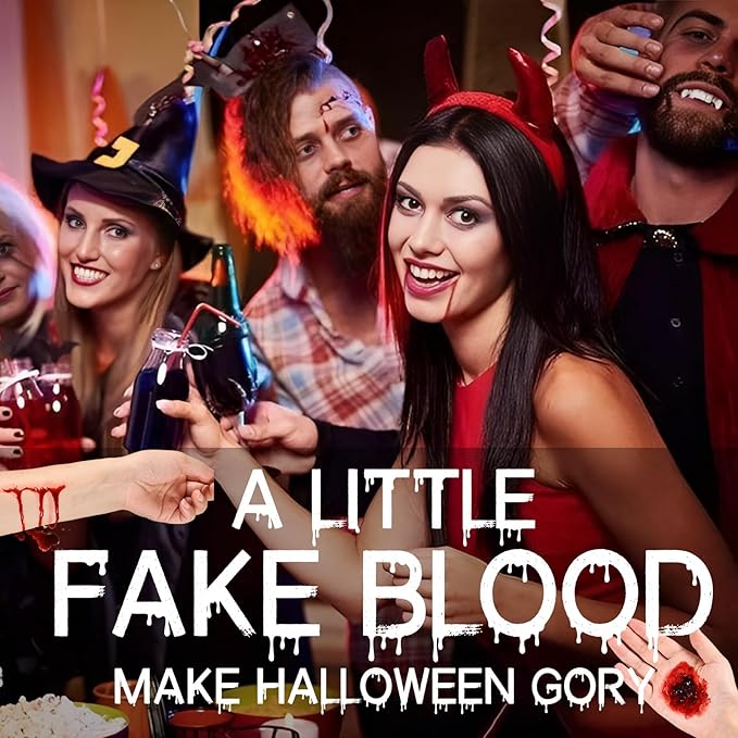 6PCS Halloween Fake Blood Makeup Kit，Washable for Scar Wound and Clothes Realistic Face Paint Wounds Costume Blood For Vampire, Zombie, Clown Cosplay Red，Stipple Sponge ， Cleansing Soap and Gauze