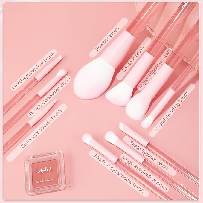 MSQ Make Up Brushes 10Pcs Powder Brushes Contour Brush Synthetic Hair Makeup Brush Set with Bag for Blending Stippling Highlighting Eyeshadow Eyeliner Concealer