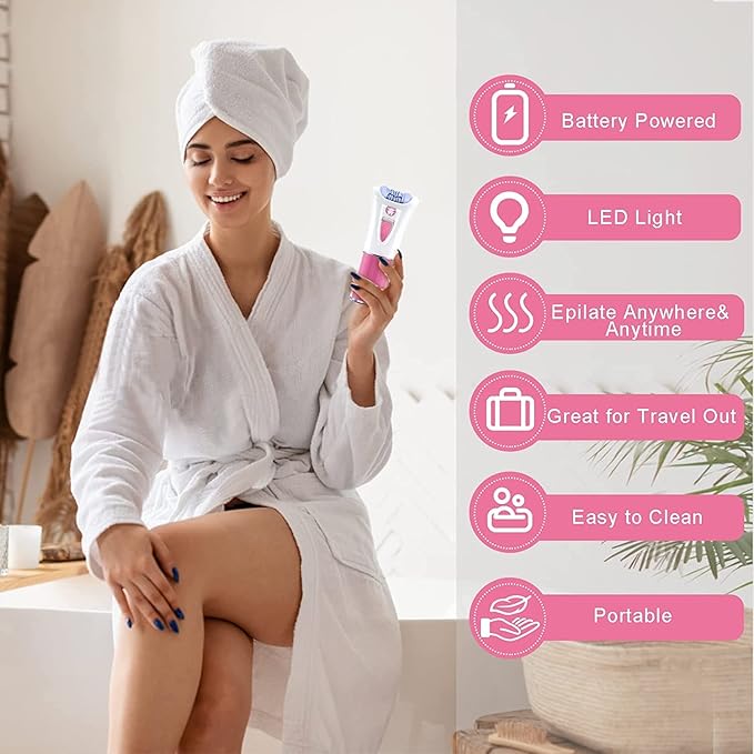 Glabrouse Skin Epilator, Epilators Hair Removal for Facial, Epilators with LED Light, Cordless Hair Removal Device, Epilator for Women, Facial Hair Removal for Bikini Arm Legs Armpits