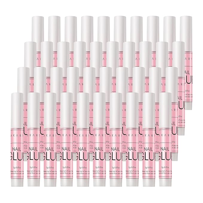 Makartt Super Strong Nail Glue for Acrylic Nails Press On Nails Professional Nail Adhesive Bond Nail Tips Glue for Stick On Nails Long Lasting Nail Glue for Fake Nails Broken Nails Repair 0.07oz 40Pcs