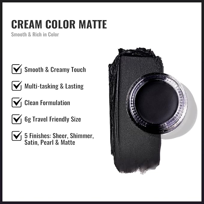 Oulac Matte Eyeshadow - Black Matte Finish Blendable Smokey Eye, Waterproof & Longwear Up to 12H Intense Color for Halloween Makeup, Goth Makeup