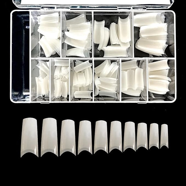 VIVACE Natural Royal Salon 500 Artificial Fake False Gel Nail Tips, 10 Sizes With Clear Plastic Case for Nail Salon Nail shop