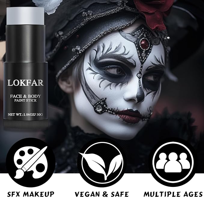 Gray / Grey Face Body Paint Stick, Eye Black Stick for Sports, Waterproof Full-Coverage Grey Face Makeup for Halloween Grayscale Zombie Werewolf Stage Cosplay Makeup