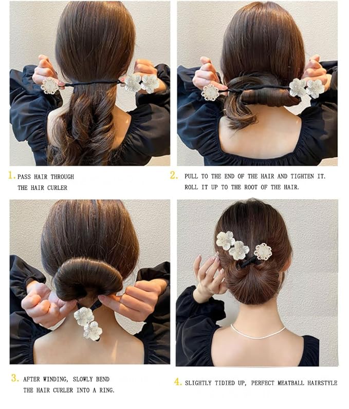 3 Pieces Hair Accessory Set: Round Bun Maker, Crown Hairstyle Shaper, Lazy Hair Curler Bun Clips for Women & Girls (Style 3)