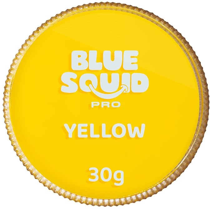 Blue Squid Face Paint Water Based Single Cake Professional Face Paint & Body Paint - Water Activated, Kids Adults Face Painting for Costume, Halloween Makeup, Cosplay - Classic Yellow Face Paint 30g
