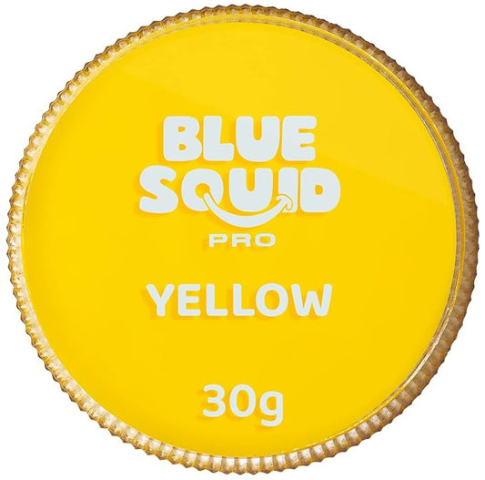 Blue Squid Face Paint Water Based Single Cake Professional Face Paint & Body Paint - Water Activated, Kids Adults Face Painting for Costume, Halloween Makeup, Cosplay - Classic Yellow Face Paint 30g