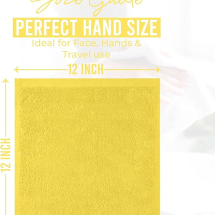 DAN RIVER 24 Pack Wash Cloths for Showering [12x12] - 100% Cotton Washcloths Premium Quality Flannel Face Cloths for Bathroom, Highly Absorbent and Soft Feel Wash Clothes, Yellow