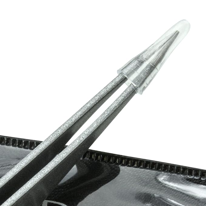 Ingrown Hair Tweezers by Zizzili Basics - Surgical Grade Stainless Steel Fine Pointed Tweezer - Precision Aligned Tips for Splinter, Eyebrow & Facial Hair Removal - with Bonus Tip Guard & Carry Pouch