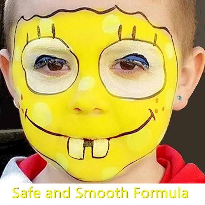 Go Ho Pastel Yellow Face Paint Stick(0.85oz),Water Based Cream Yellow Body Paint Washable with Cushion Applicator Spong Tip Easy-to-use,Halloween Cosplay SFX Minions Makeup